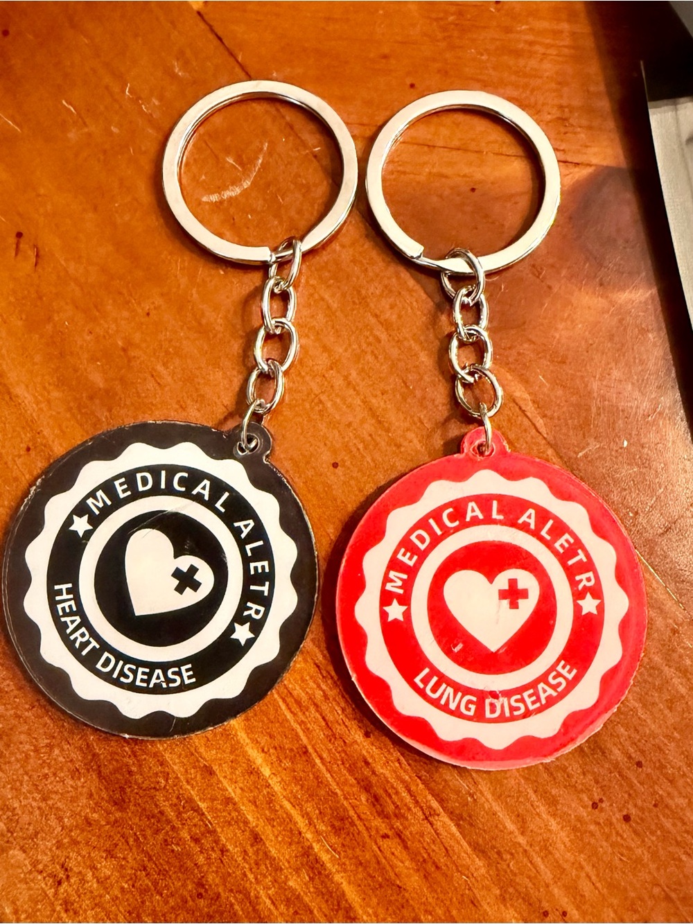 Medical Alert Keychain Set - Red & Black Medical Alert Tags